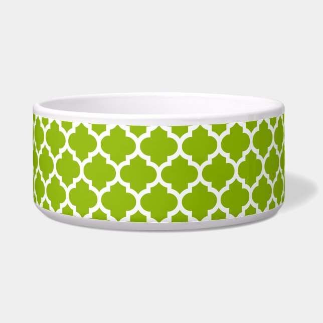 Écuelle Apple Green White Marocain Quatrefoil Motif #5 (Devant)