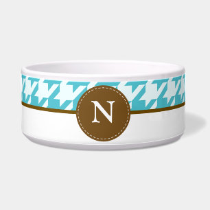Écuelle Aqua Houndstooth Motif Monogram Pet Bowl