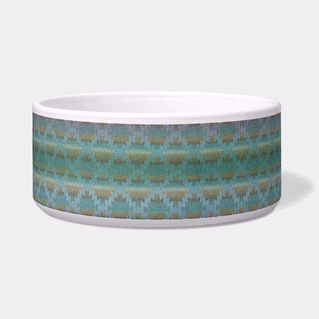 Écuelle Aqua Ombre, Motif du sud-ouest, Ceramic Pet Bowl (Devant)