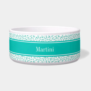 Écuelle Aqua Turquoise Stars White BG, nom Turquoise Monog