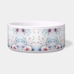 Écuelle Aquarelle Bleu rose Floral Céramique Pet Bowl