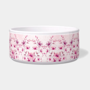 Écuelle Aquarelle Fleurs roses en céramique Pet Bowl