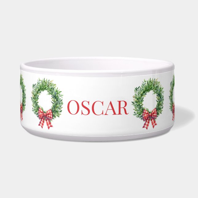 Écuelle Aquarelle Verte Avec Bow En vichy Rouge (Devant)