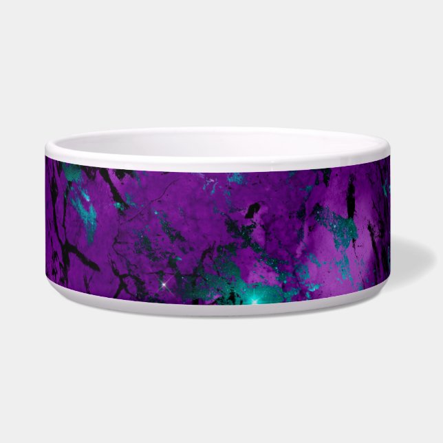 Écuelle Aquarelle violette et Turquoise galaxie en marbre (Gauche)