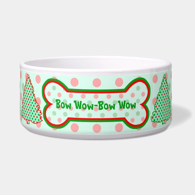 Écuelle Arbre à points polka rouge et vert (Devant)