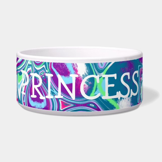 Écuelle Art Abstrait Fluide rose et bleu personnalisé (Devant)