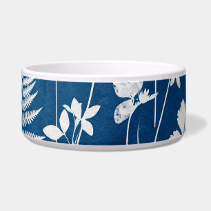 Écuelle Art botanique de fougère au cyanotype bleu indigo 