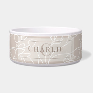 Écuelle Art en ligne floral beige, animal de compagnie chi