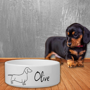 Écuelle Art minimaliste de ligne Dachshund avec nom
