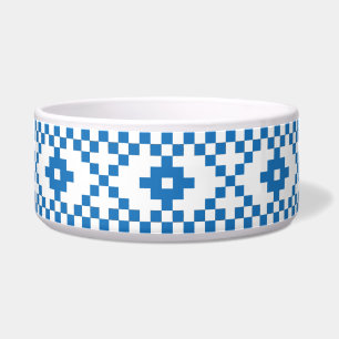 Écuelle Art populaire ethnique letton bleu et blanc