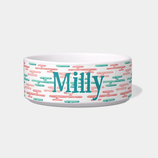 Écuelle Auspicious Cloud Bands in Teal and Flamingo (Devant)