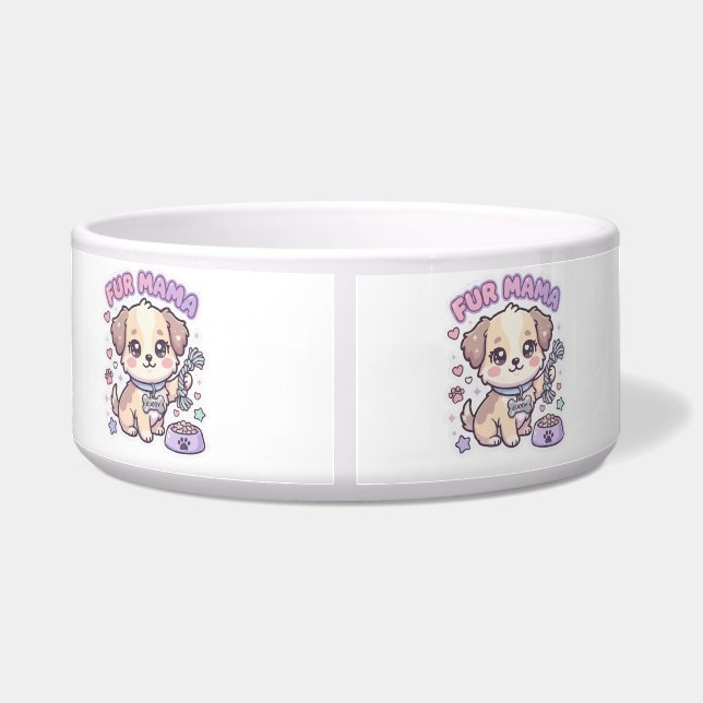 Écuelle Autocollant Chien Mignon Maman Fourrure Pastel (Dos)