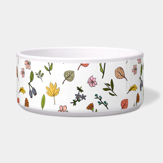 Écuelle automne rose rouge et jaune fleurs et feuilles (Devant)