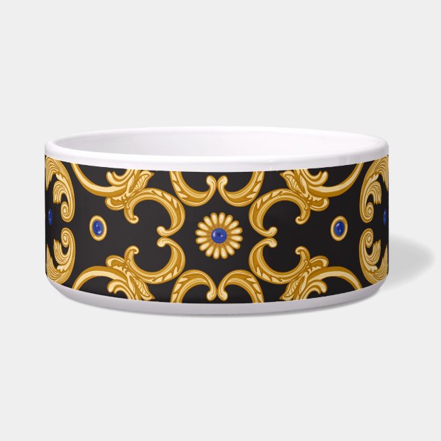 Écuelle Bandana Print : Black Blue Gold. (Devant)