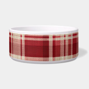 Écuelle Bandes Plaid Crème Rouge