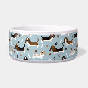 Écuelle Basset Hound Dog Bones and Paws Bowl