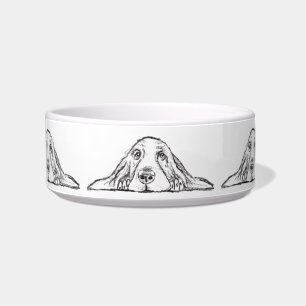 Écuelle basset hound noir blanc yeux de chiot simple