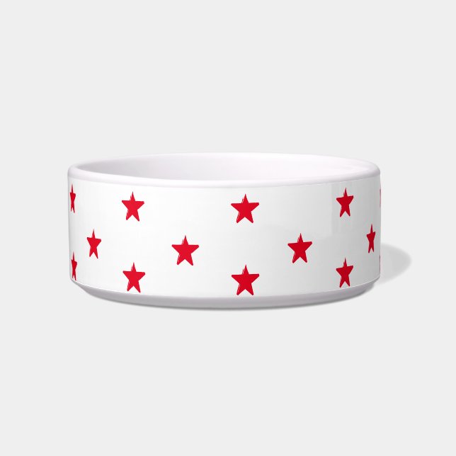 Écuelle Beau blanc étoiles rouge motif chat chien moderne (Devant)