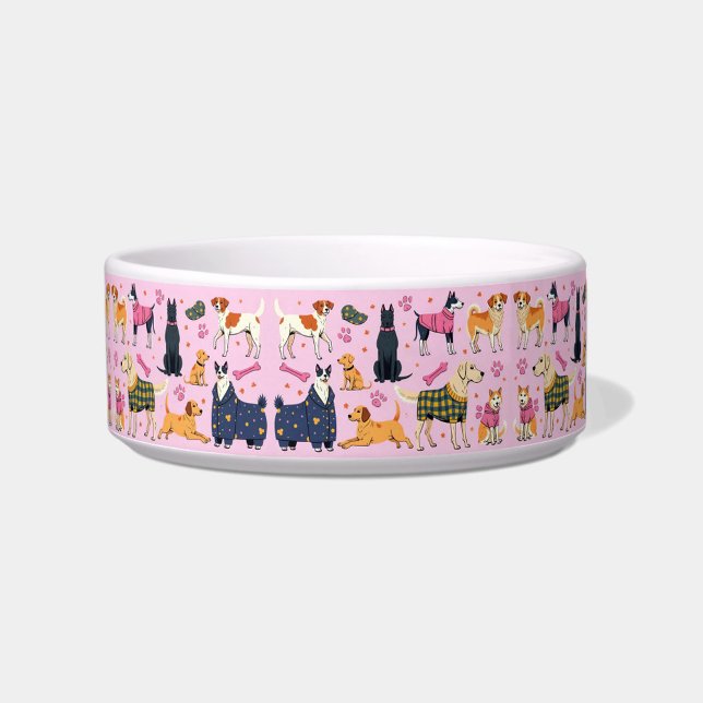 Écuelle Beaucoup de chiens (Many Dogs Pink Background Dog Bowl!)