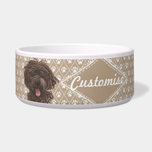 Écuelle beige de cuvette de Labradoodle de chien de (Devant)