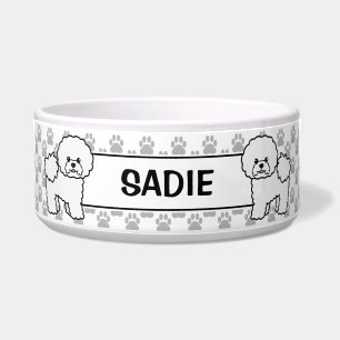 Écuelle Bichon Frise Chiens de Dessin Animé Mignons & Nom 