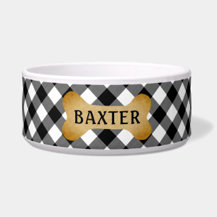 Écuelle Black Buffalo Check Chien Bone Personnalisé