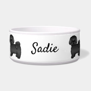 Écuelle Black Shih Tzu Cute Cartoon Chien & Nom
