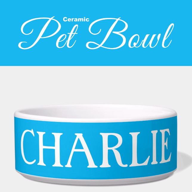 Écuelle Blanc et bleu avec nom chat ou chien (Créateur téléchargé)