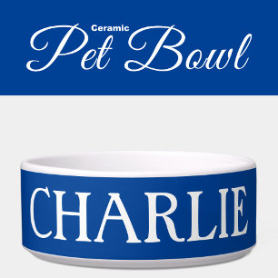 Écuelle Blanc et bleu profond avec nom chat ou chien
