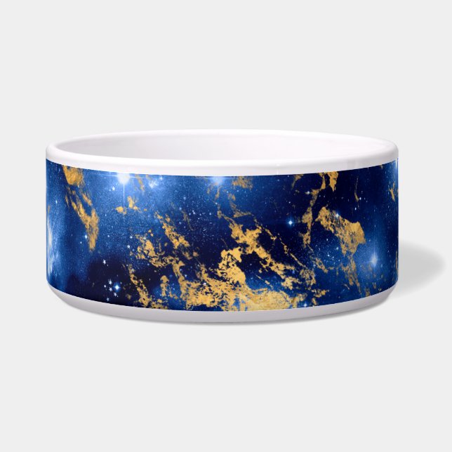 Écuelle Bleu Éblouissant, Marbre Galaxie Blanc & Or (Gauche)