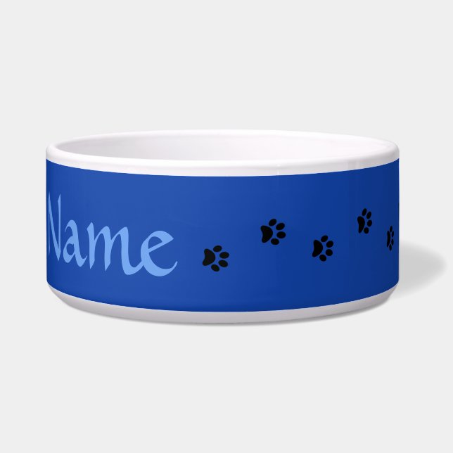Écuelle Bleu Empreinte de patte Personnalisé Pet Bowl (Droite)