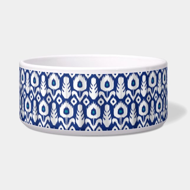 Écuelle Bleu floral de plume de paon d'Ikat (Devant)