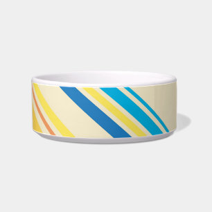 Écuelle Bleu jaune rétro Gris Motif Pet Bowl