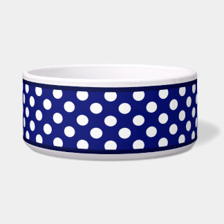 Écuelle Bleu Polka de la marine - grand bol de chien