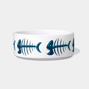 Écuelle Blue Fish Bones Skeleton Motif
