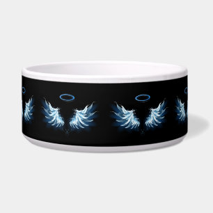 Écuelle Blue Glowing Angel Wings on black background