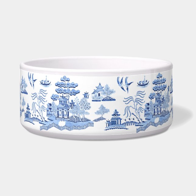 Écuelle Blue Willow Chinoiserie Ceramic Pet Bowl (Devant)