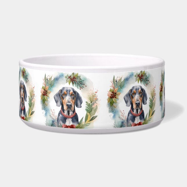 Écuelle Bluetick Coonhound Christmas Wreath Festive Pup (Devant)