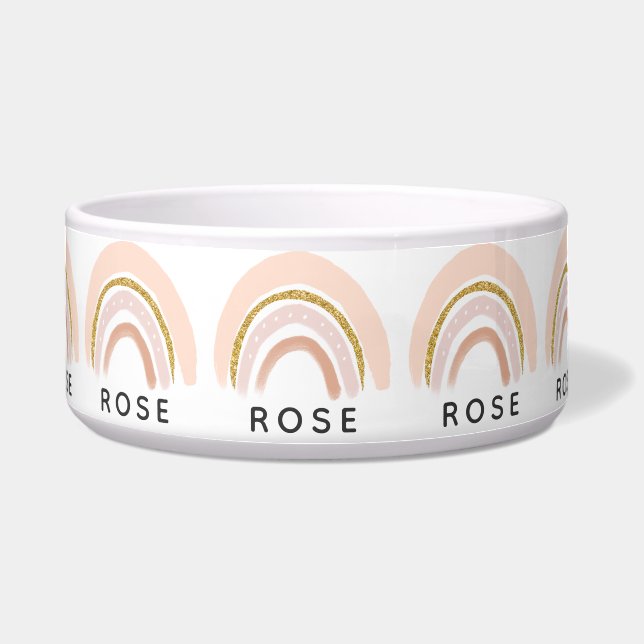 Écuelle Boho élégant arc-en-ciel rose et or (Devant)