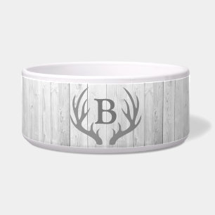 Écuelle Bois blanc rustique élégant Antlers de cerfs   Mon