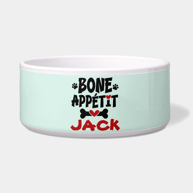 Écuelle Bol à chien Bon Appetit avec nom (Devant)