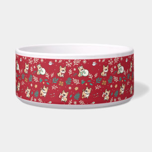 Écuelle Bol à chien Bouledogue Français Noël Kawaii Fêtes