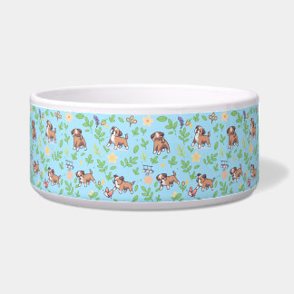 Écuelle Bol à chien Boxer motif floral de printemps pour l