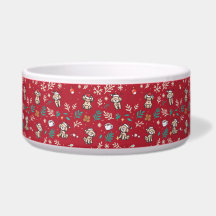 Bol à chien caniche Noël floral mignon pour nourri