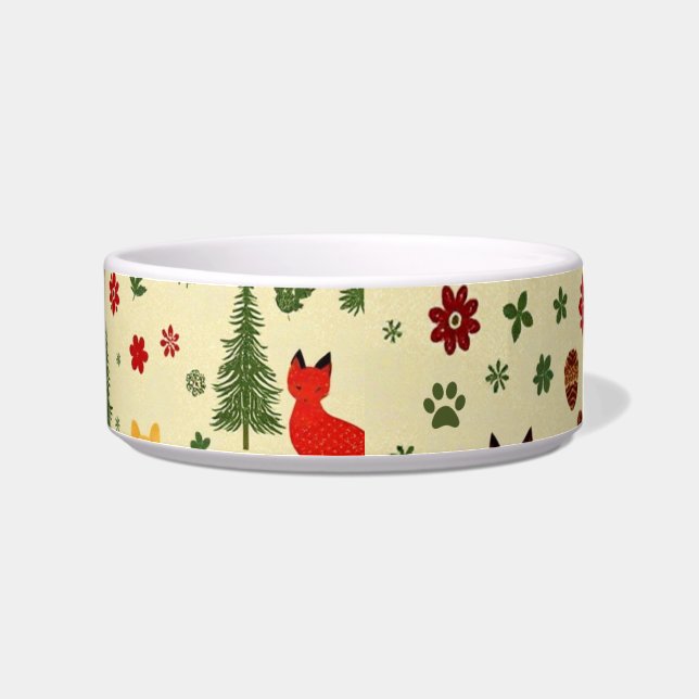 Écuelle Bol à chien Noël bois douillet – Cerf rustique (Droite)