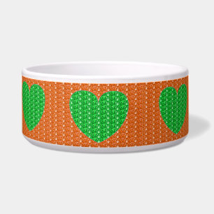 Écuelle Bol à chien orange vert cœur paillettes