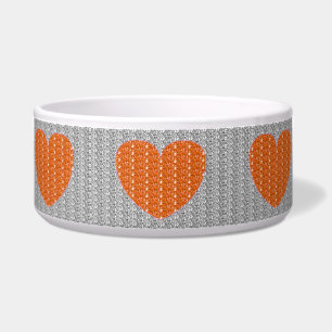 Écuelle Bol à chien strass coeur orange argenté