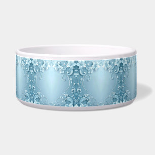 Écuelle Bol à compagnie décoratif en céramique floral bleu