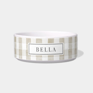 Écuelle Bol à compagnie Gingham Chêne/Naturel à personnali