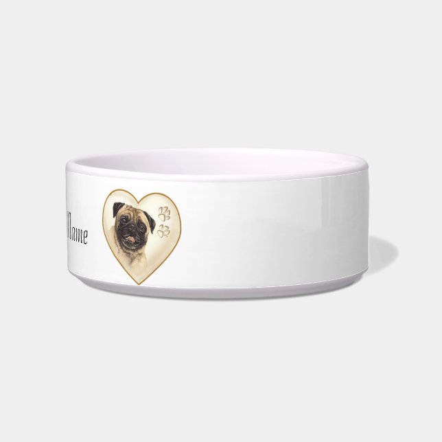 Écuelle Bol à eau ou plat à nourriture pour chien PUG (Droite)